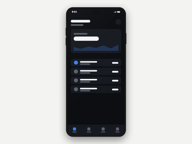 Phone - dual punch hole mockup frame, drawn rather than photographed