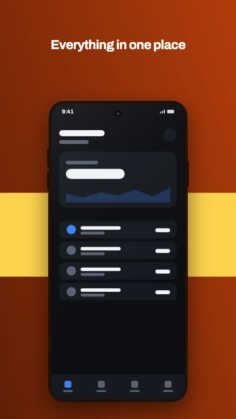 Colour band app store screenshot template - A band of accent across the middle, device standing on it.