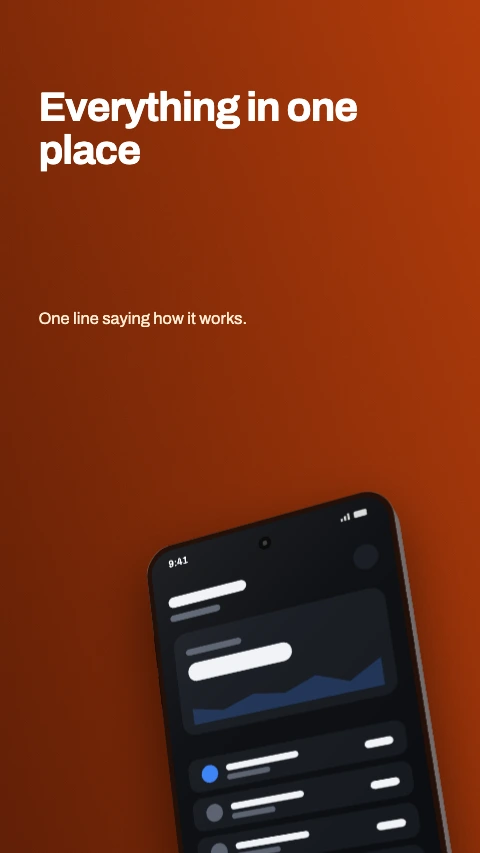 Corner crop app store screenshot template - The device leans in from the bottom corner, caption top left.