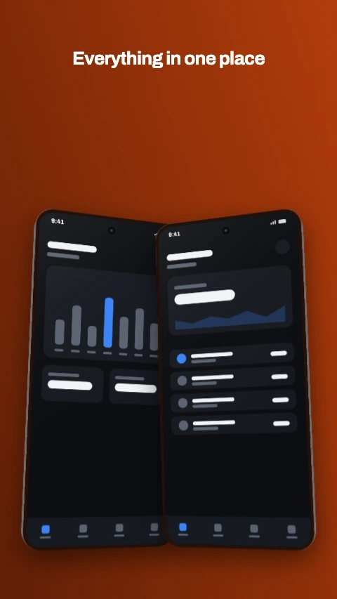 Mirrored pair app store screenshot template - Two phones turned toward each other, overlapping at the middle.