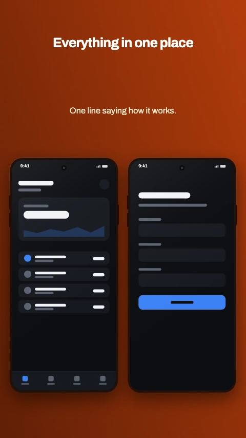 Side by side app store screenshot template - Two phones, level and the same size. For a feature that takes two screens.