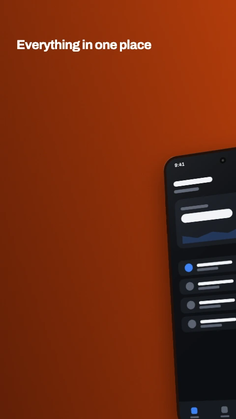 Split phone, angled app store screenshot template - The same phone across two frames, turned - the headline on one half, the detail on the other.